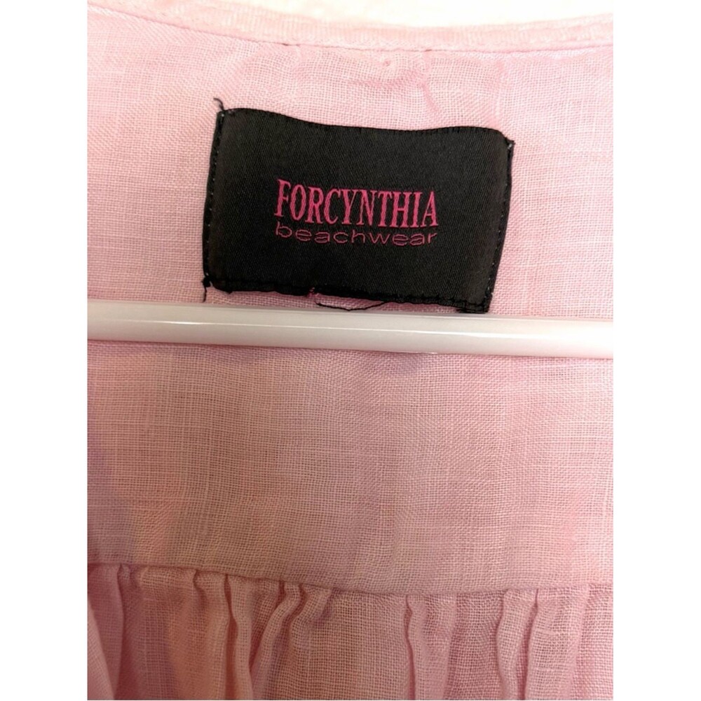 Forcynthia Beachwear Pastel Pink Linen Hooded Tunic Beach Coverup Size L - Picture 6 of 11